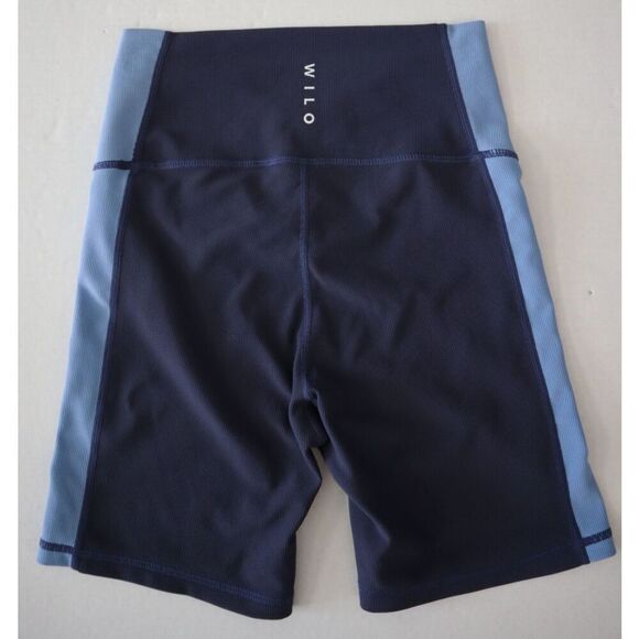 Wilo The Label x Anthropologie Sz S Blue Colorblock Rib Sports Bra & Shorts Set - Picture 9 of 11